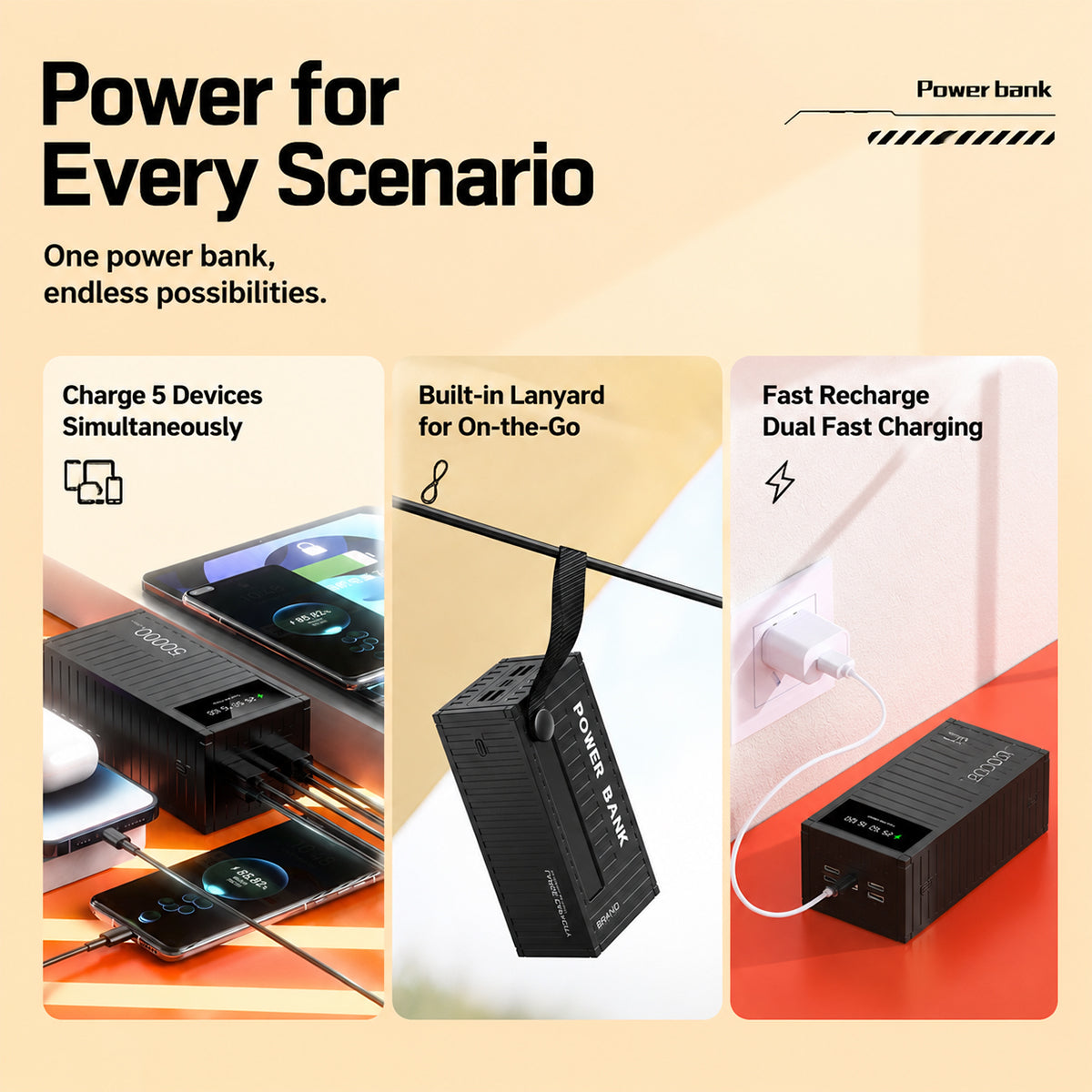 Nornss NS-26 container-style power bank featuring a 20,000mAh capacity and 22.5W fast charging.